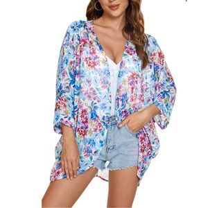 Floral Kimono Cardigan Beach Cover-Up!